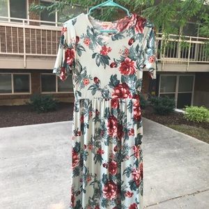 Blue and Red Floral Dress